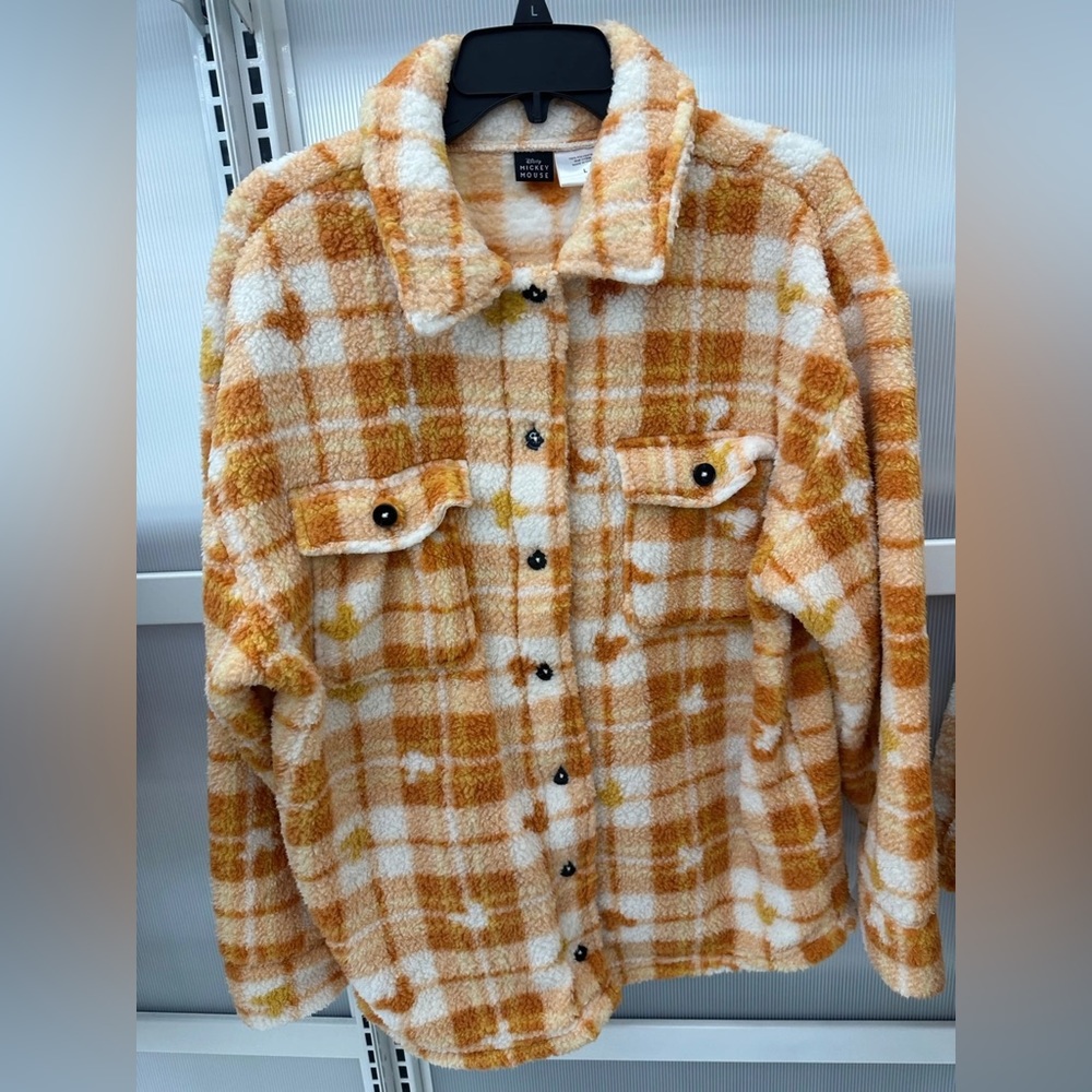 Disney Mickey Mouse Halloween Orange Plaid Shacket Big Lots Size XXL - NEW